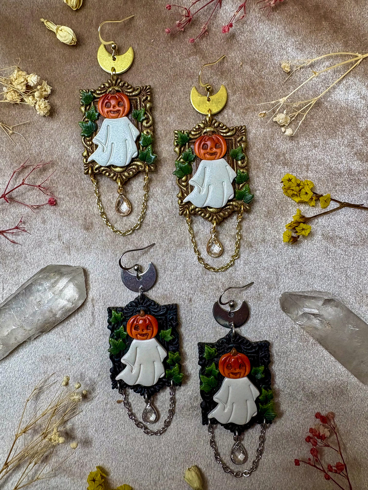 Pumpkin Ghoul Frame Earrings
