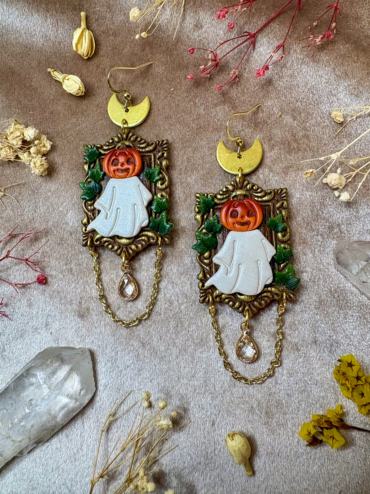 Pumpkin Ghoul Frame Earrings
