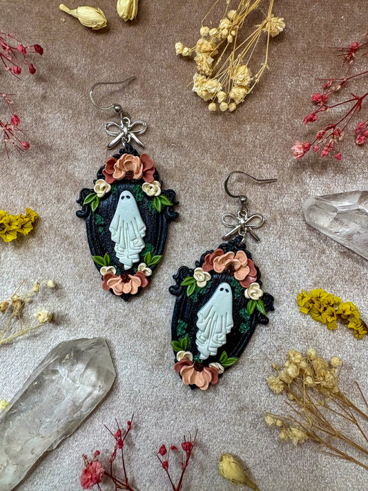Black Ghost Frame Earrings