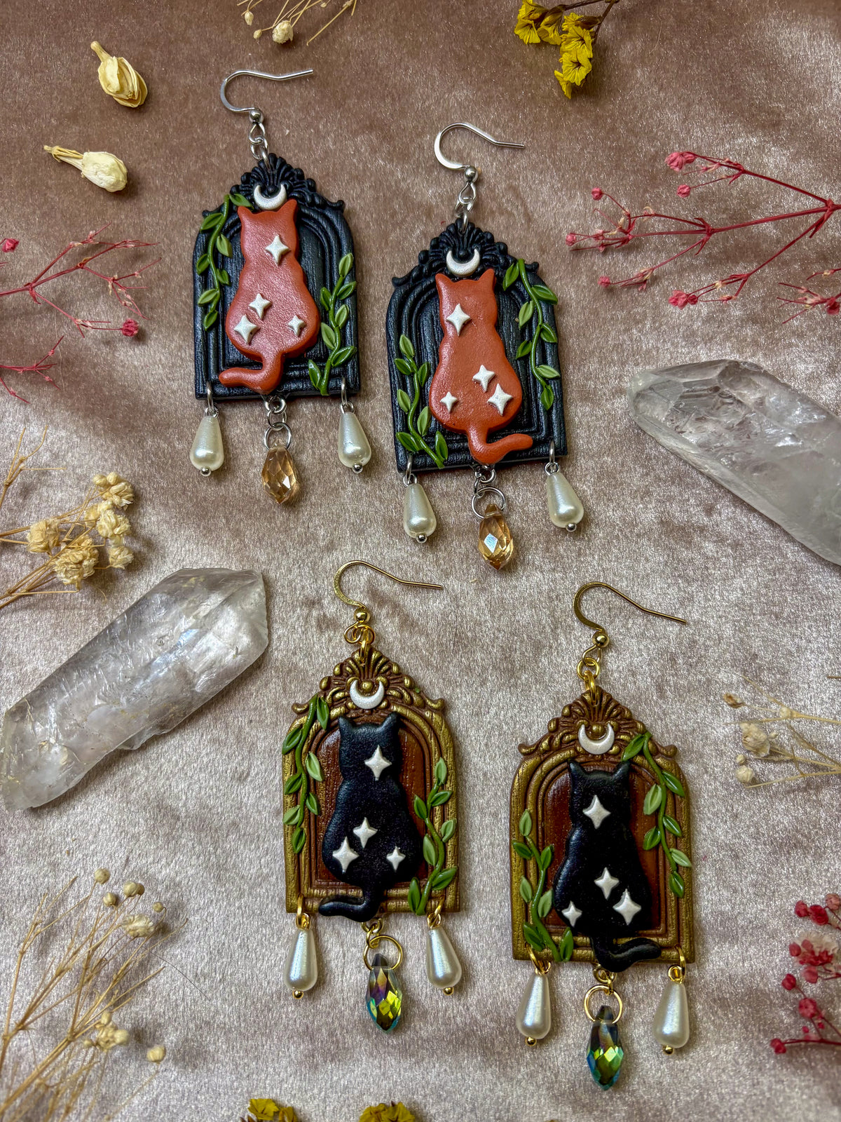 Celestial Cat Frame Earrings