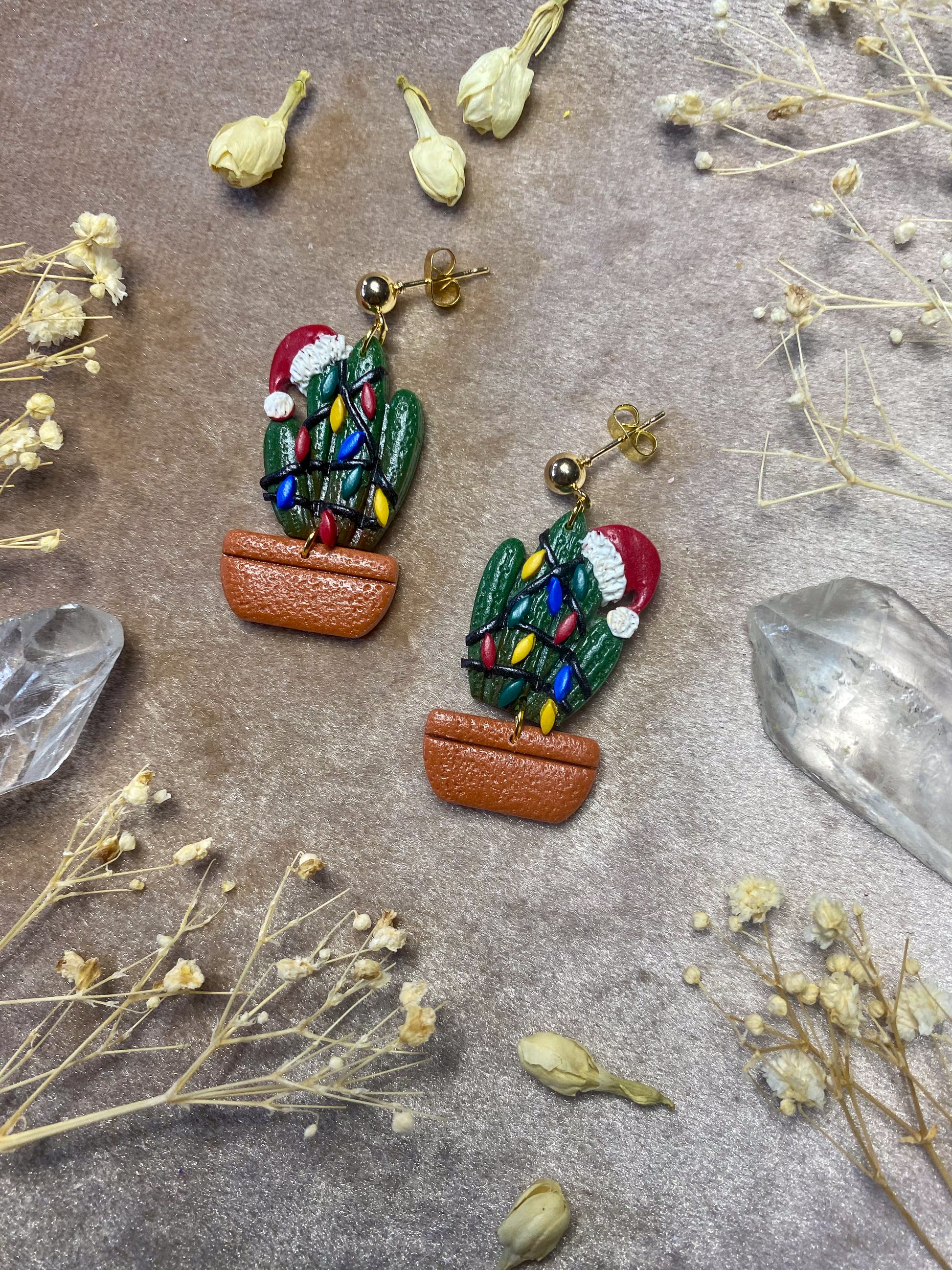 polymer clay holiday christmas dangle earrings