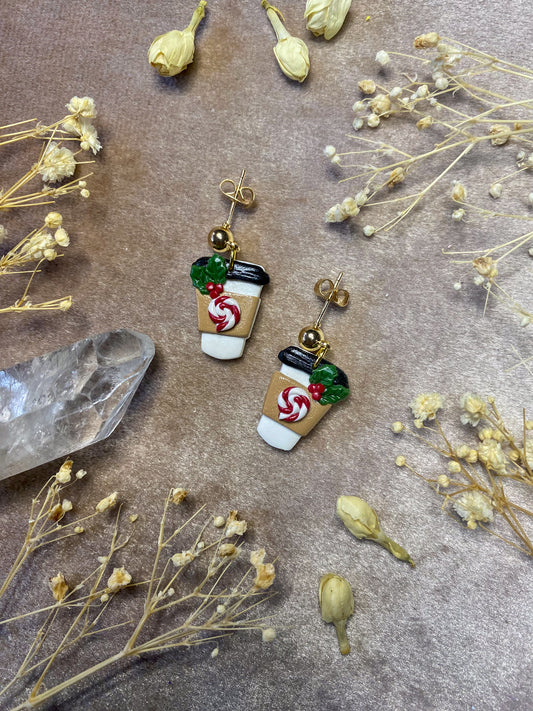 polymer clay holiday christmas dangle earrings