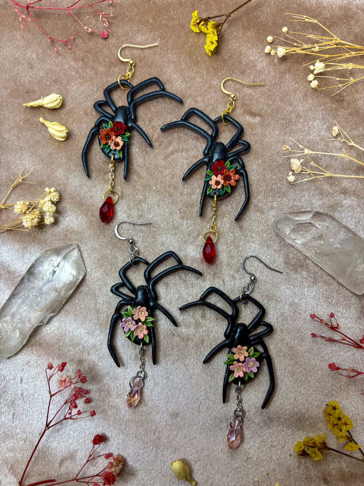 Floral Spider Earrings
