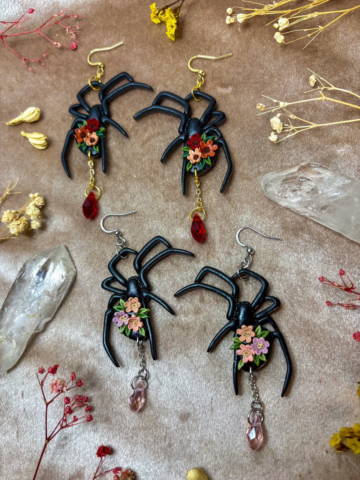 Floral Spider Earrings