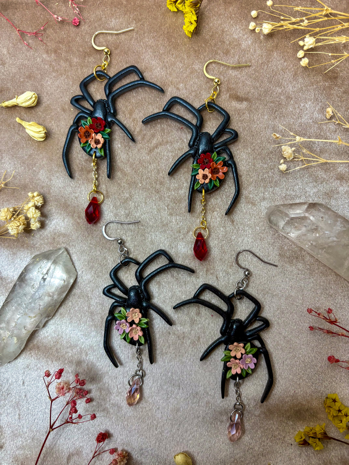 Floral Spider Earrings
