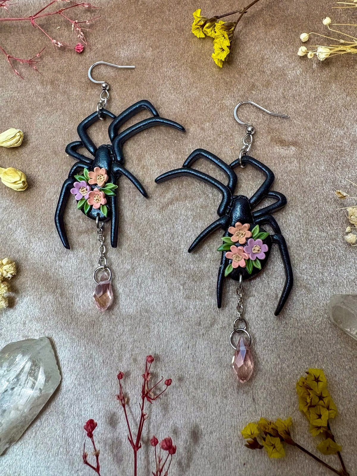 Floral Spider Earrings