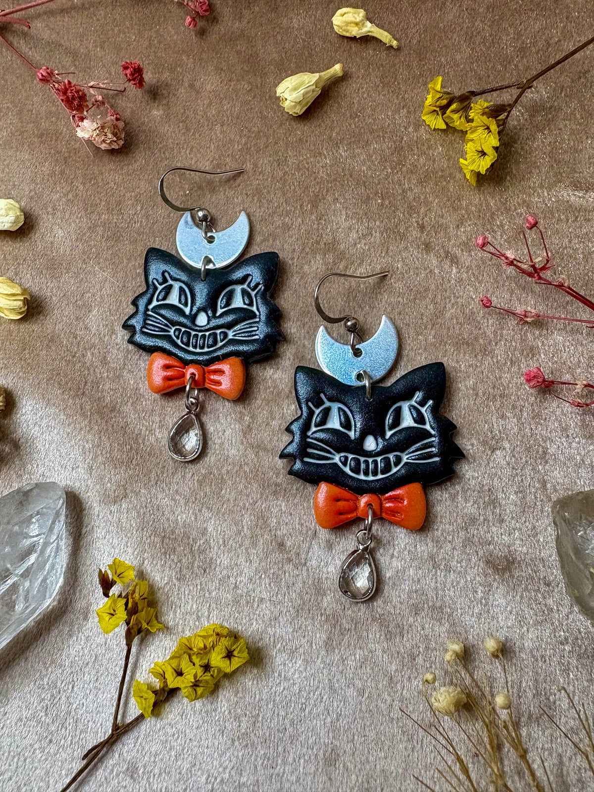 Vintage Halloween Cat Earrings