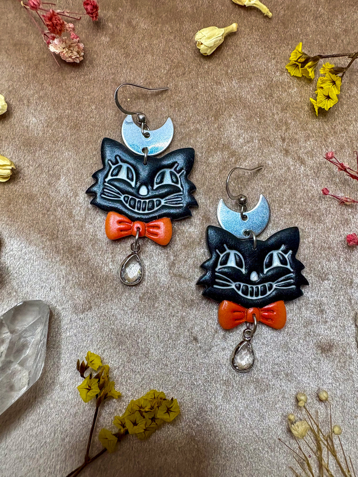 Vintage Halloween Cat Earrings