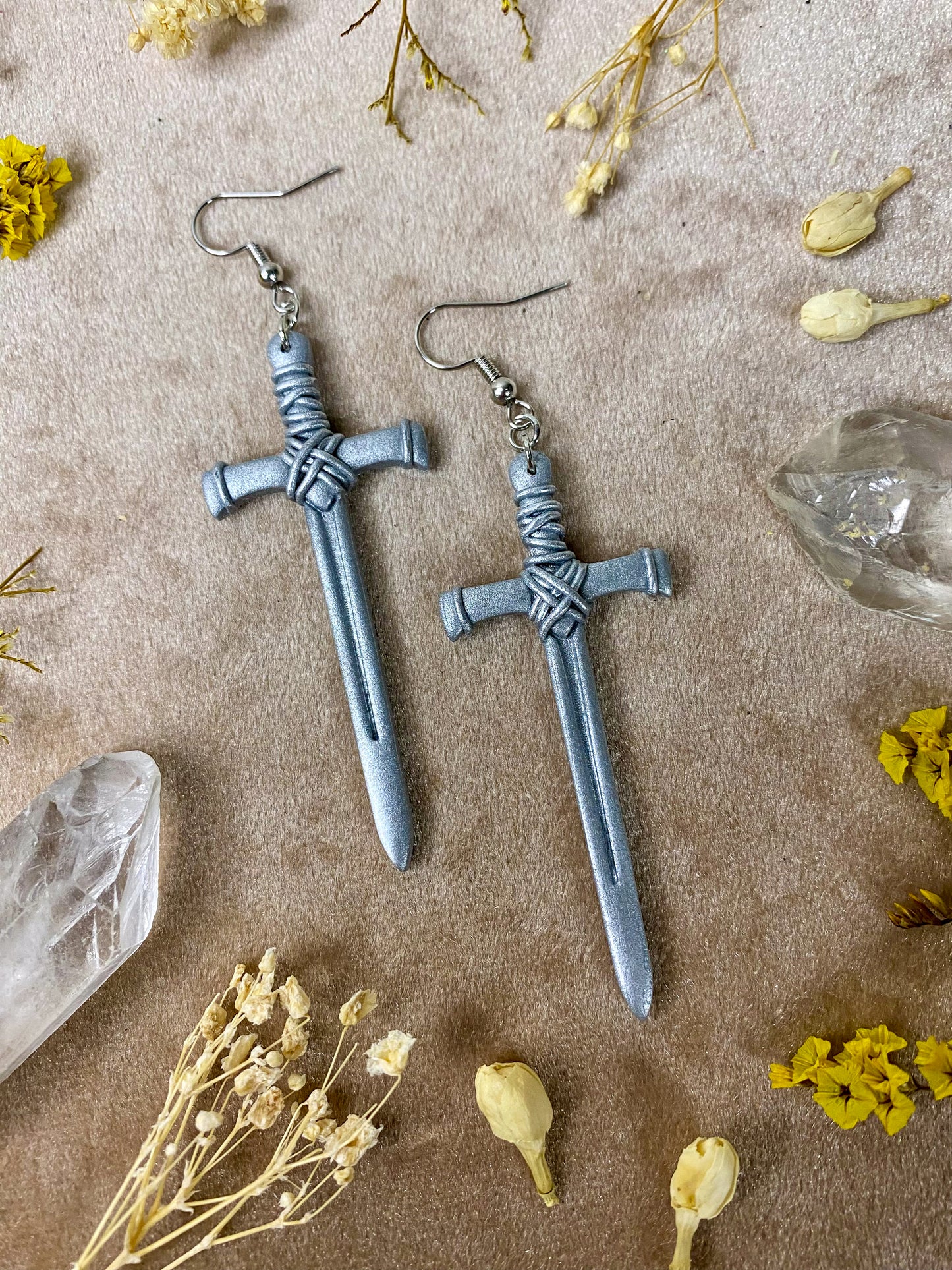 Monochrome Sword Earrings