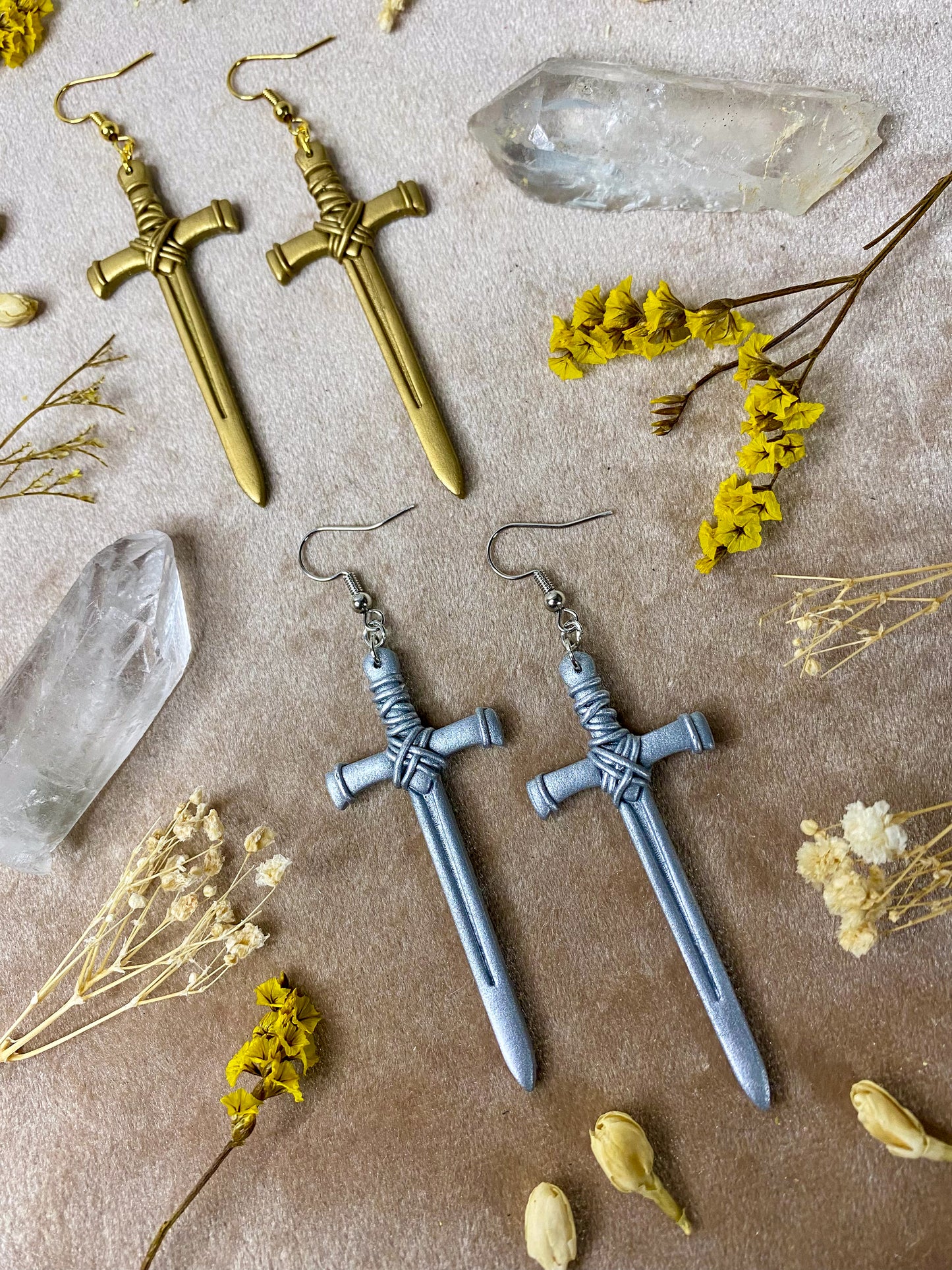 Monochrome Sword Earrings