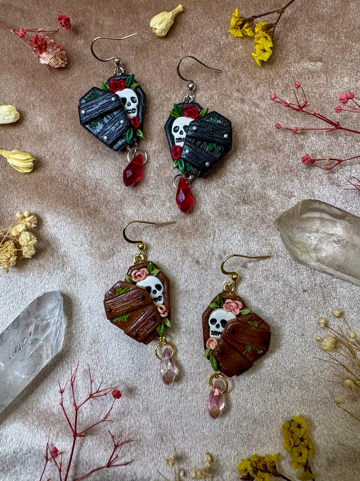 Peek-a-Boo Skull Coffin Earrings