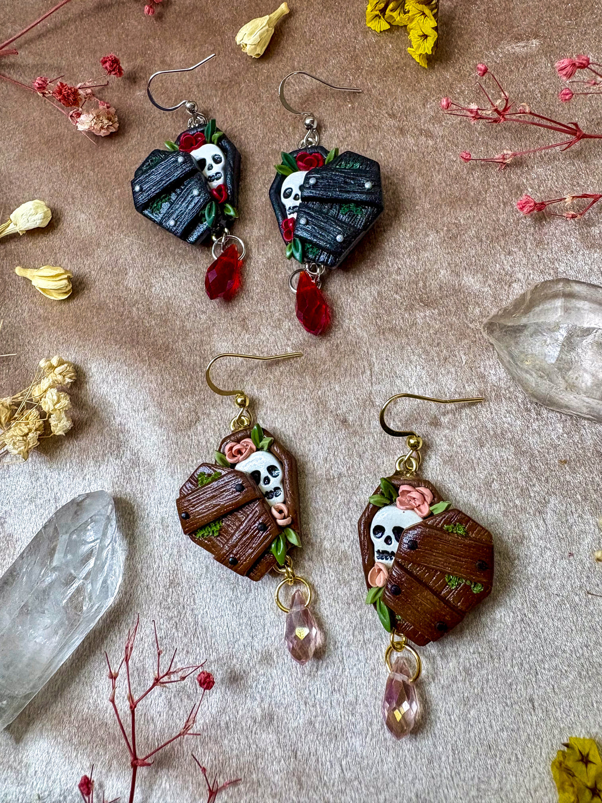 Peek-a-Boo Skull Coffin Earrings