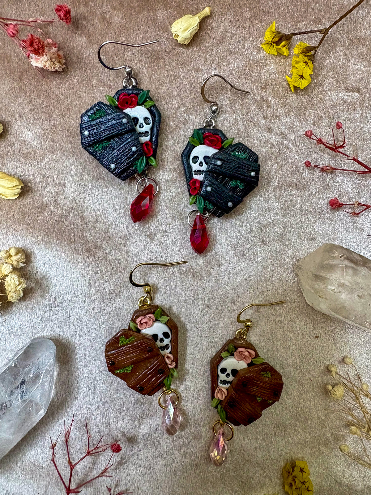Peek-a-Boo Skull Coffin Earrings
