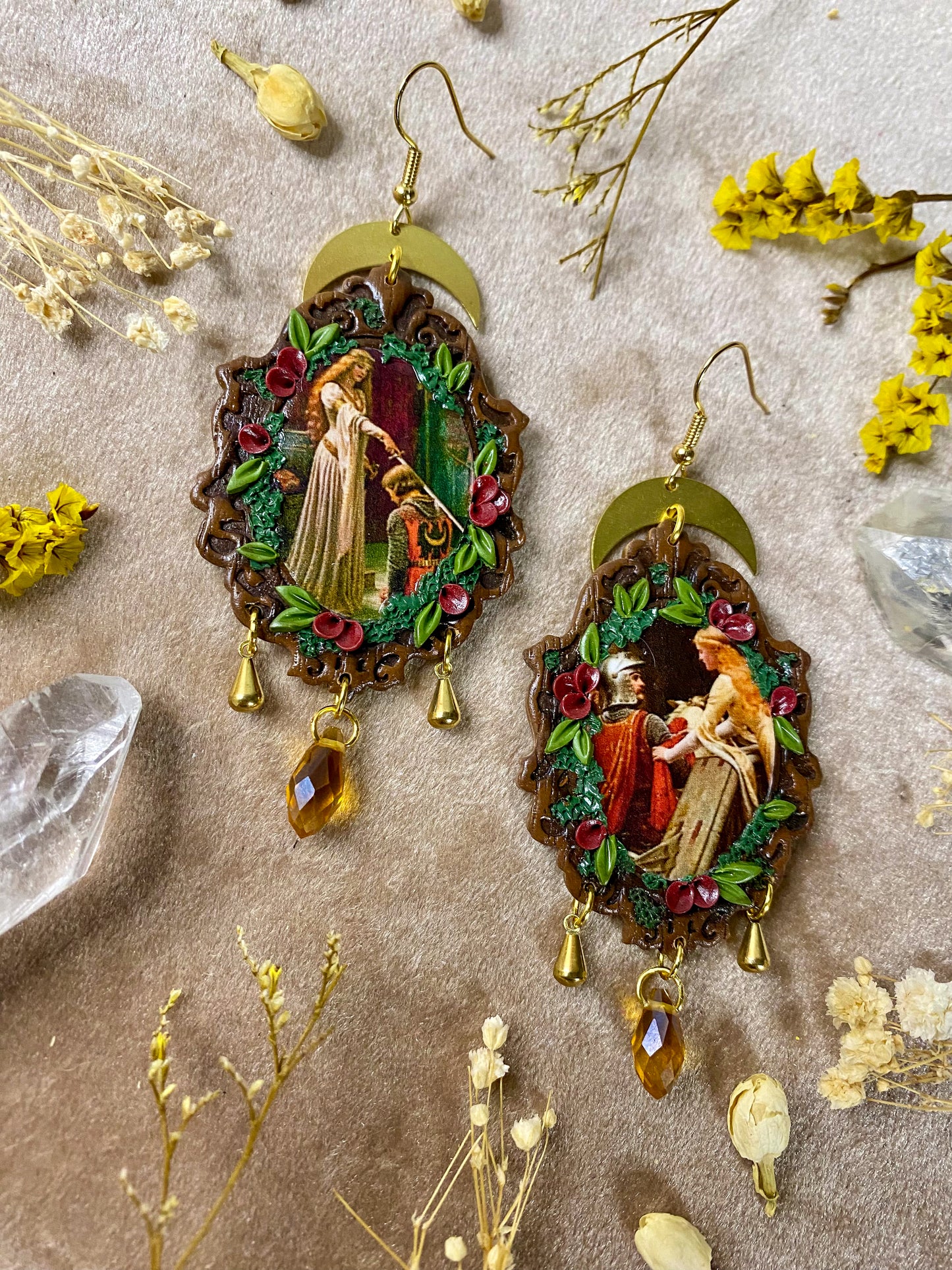 Leighton's "The Accolade" and "Godspeed" Painting Earrings