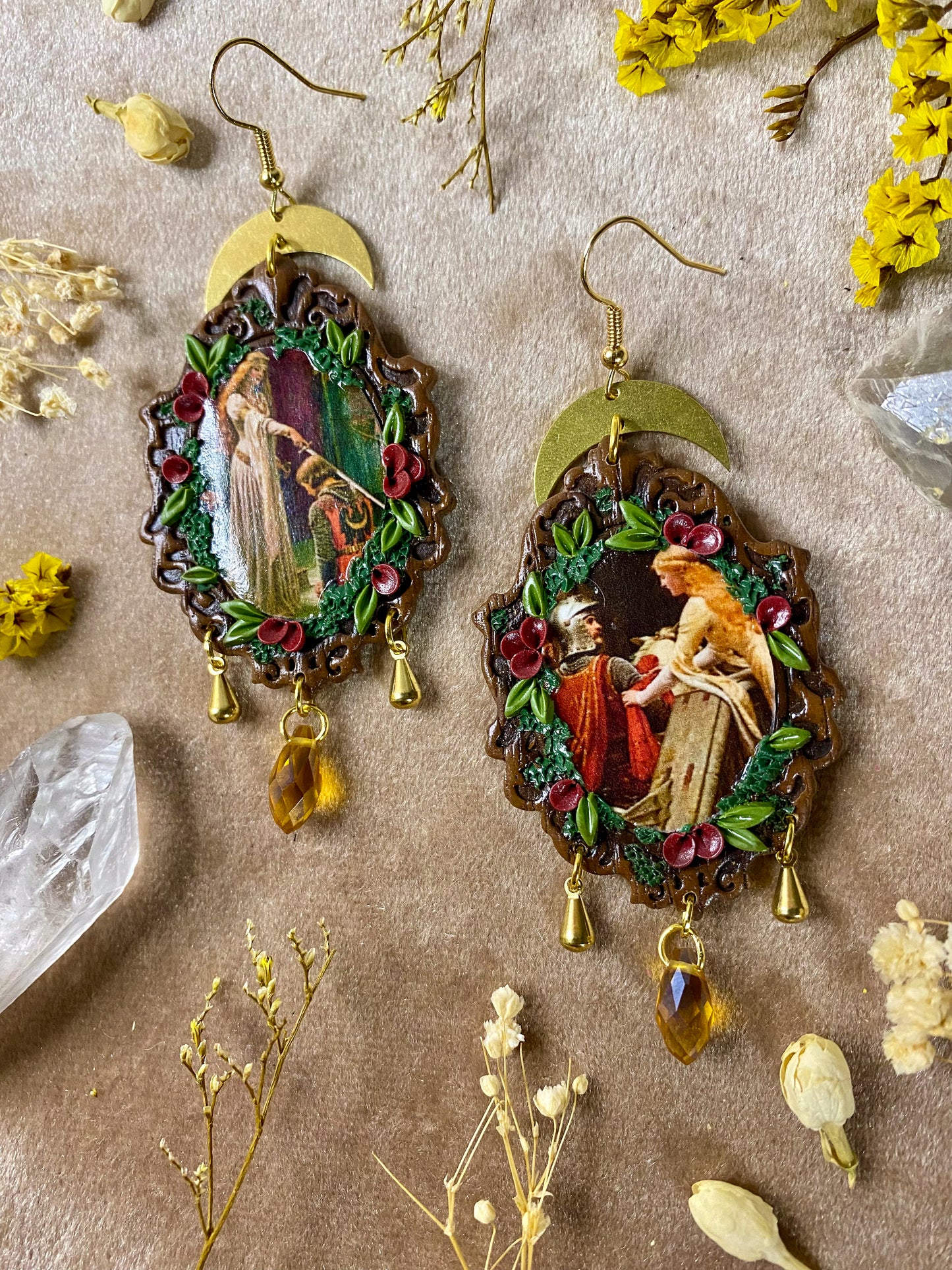 Leighton's "The Accolade" and "Godspeed" Painting Earrings