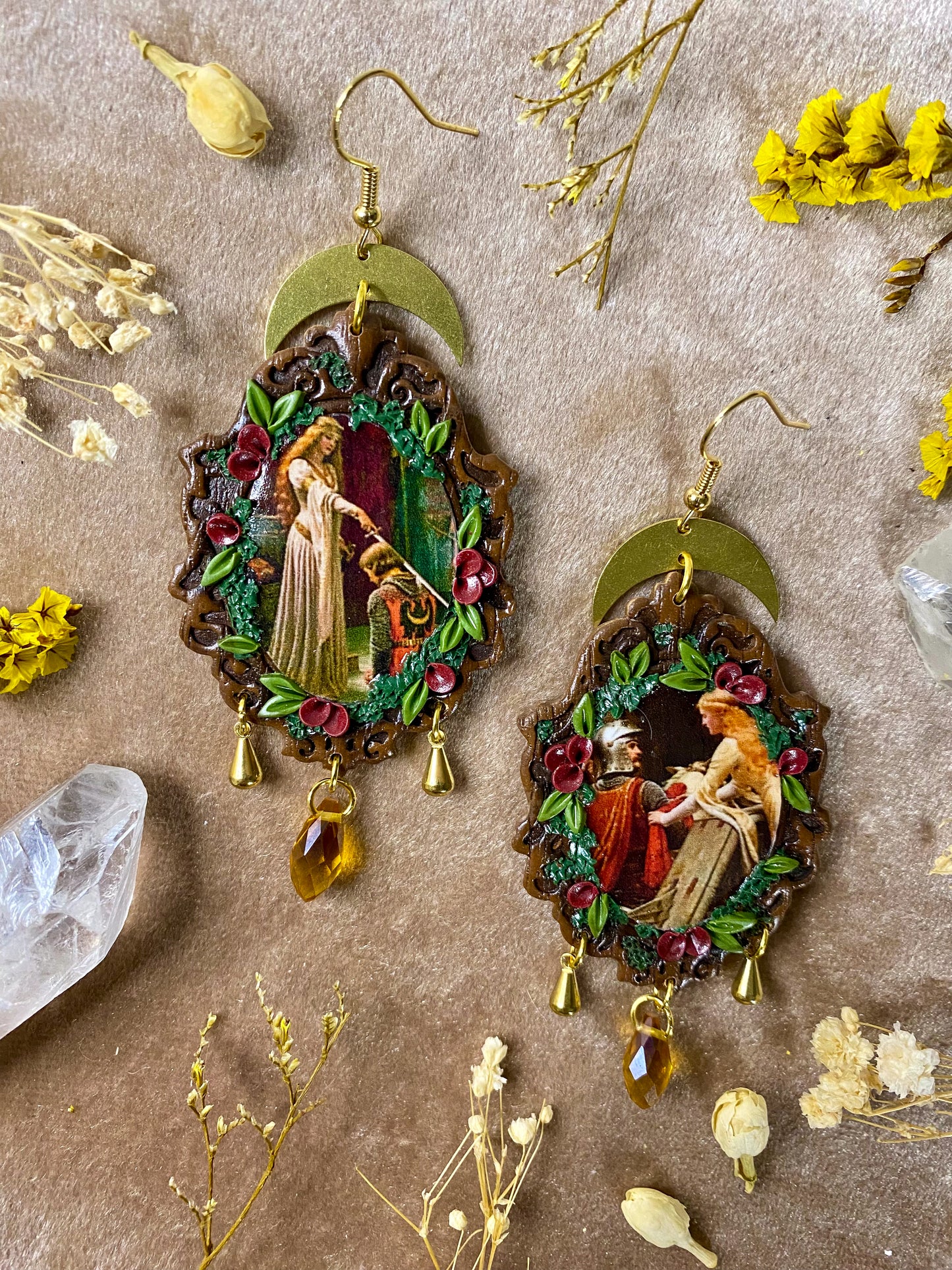 Leighton's "The Accolade" and "Godspeed" Painting Earrings