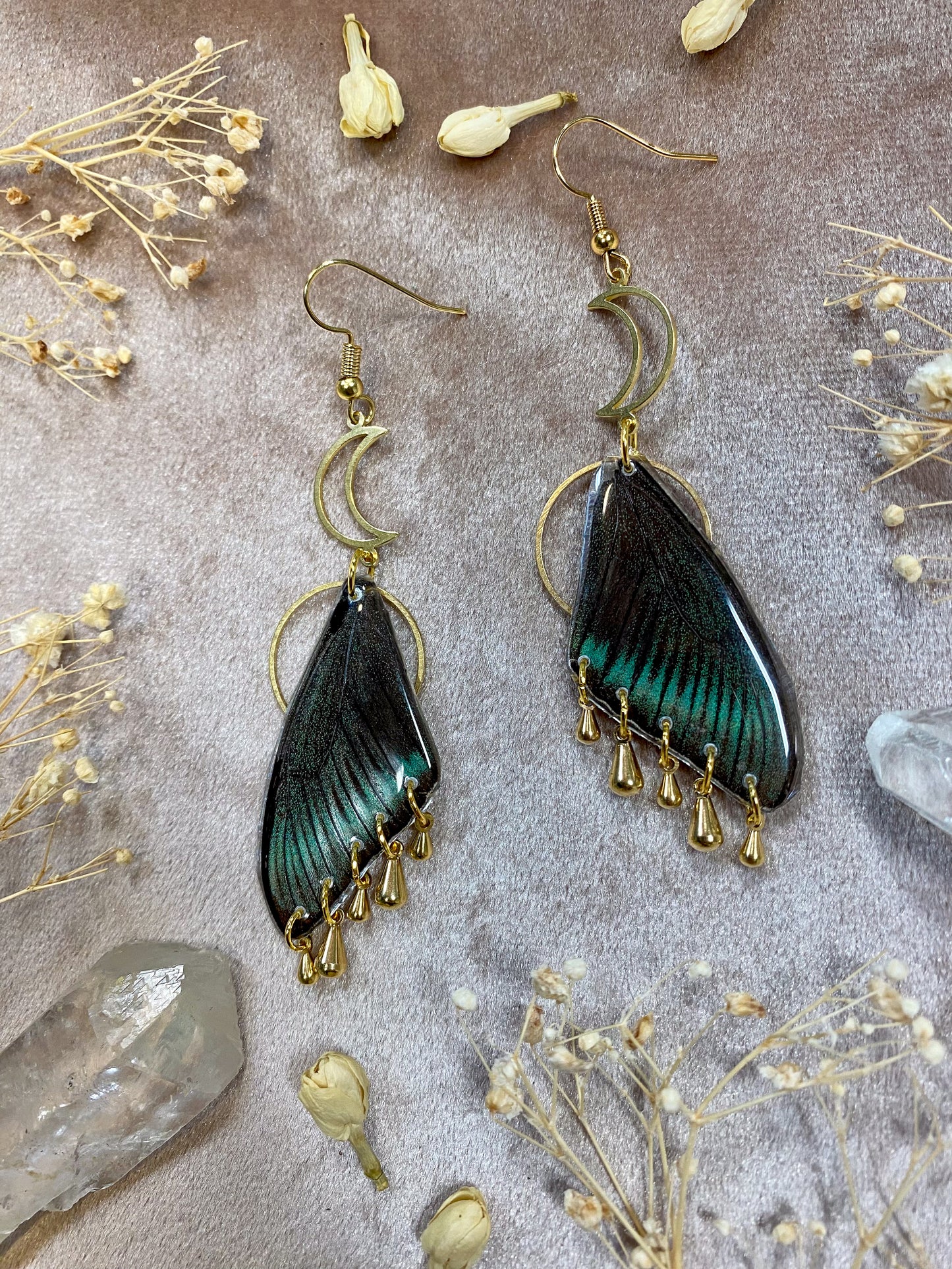 Chinese Peacock Swallowtail Butterfly Wing Earrings (Top Wings) 2