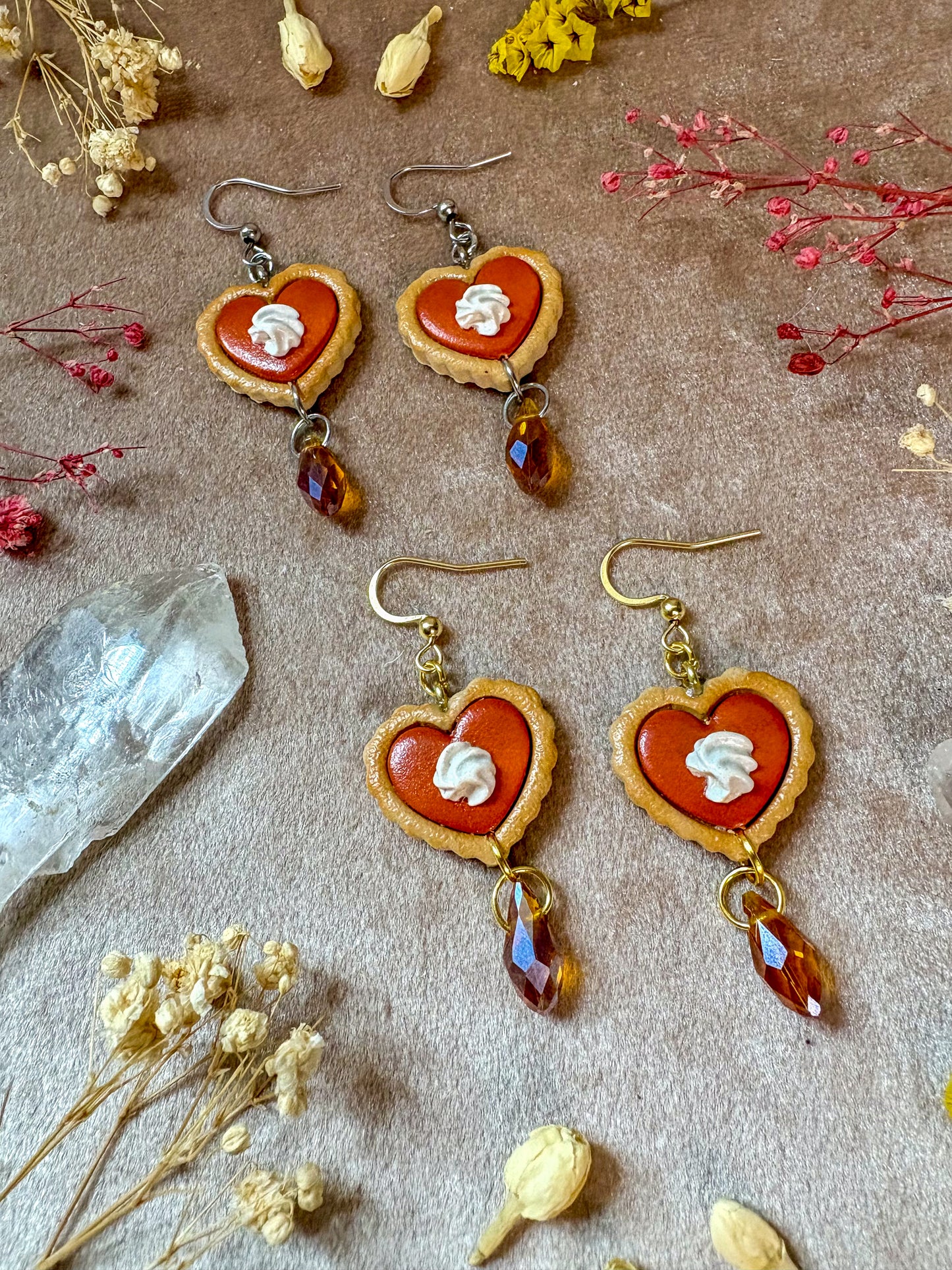 Pumpkin Pie Heart Earrings