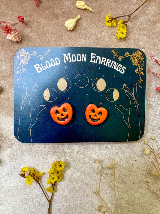 Pumpkin Heart Stud Earrings