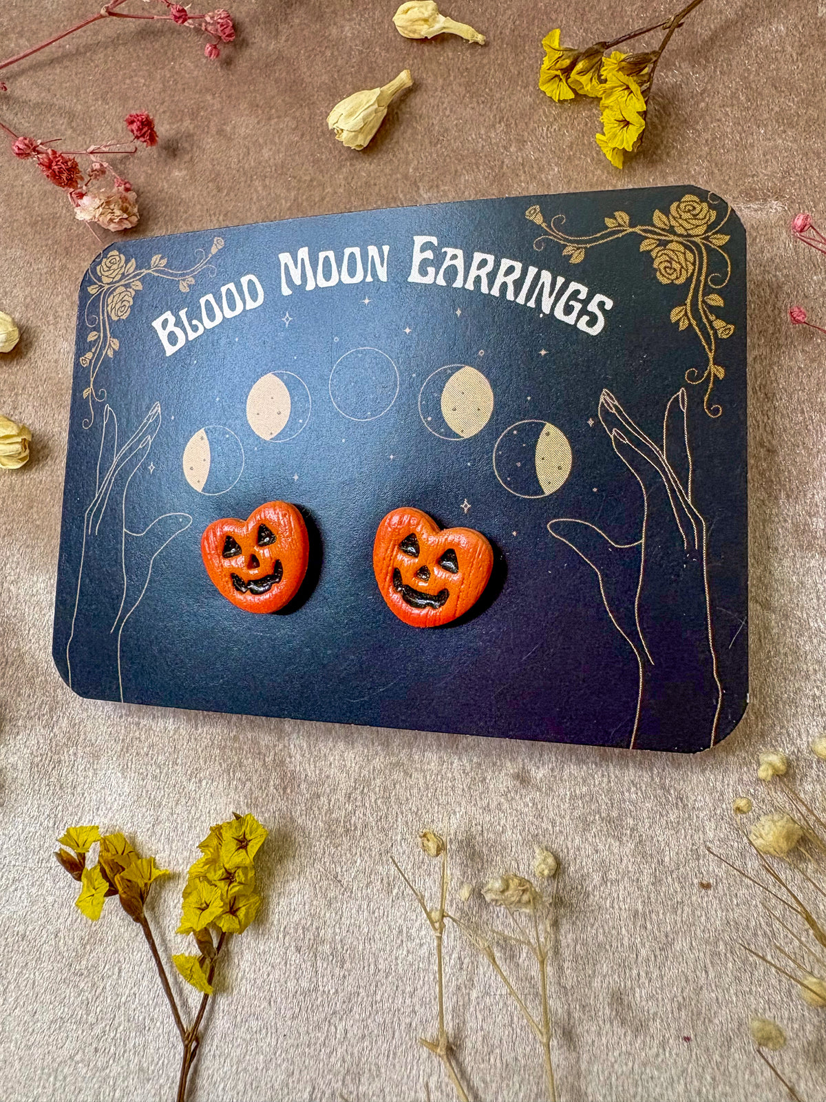 Pumpkin Heart Stud Earrings