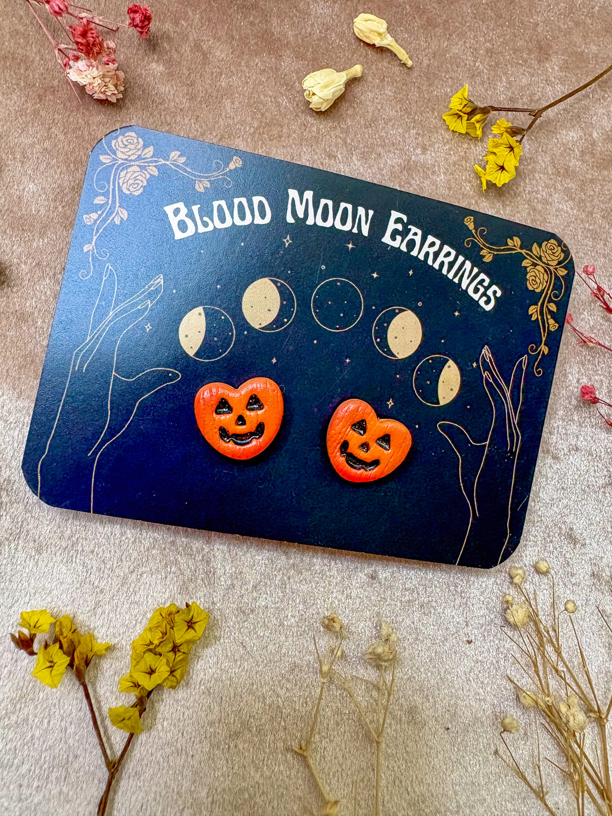 Pumpkin Heart Stud Earrings