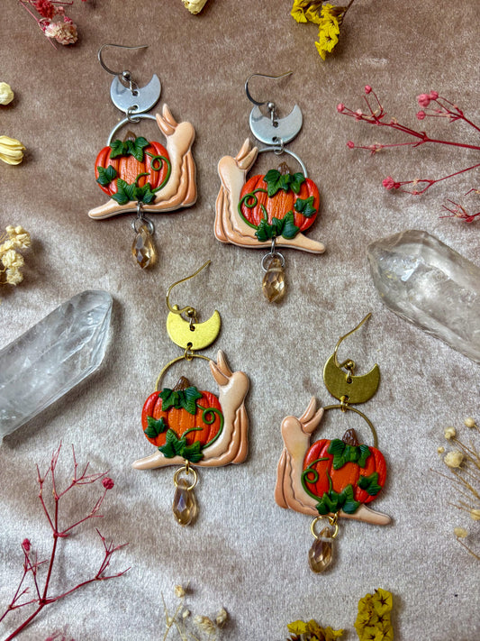 Pumpkin Snail Earrings