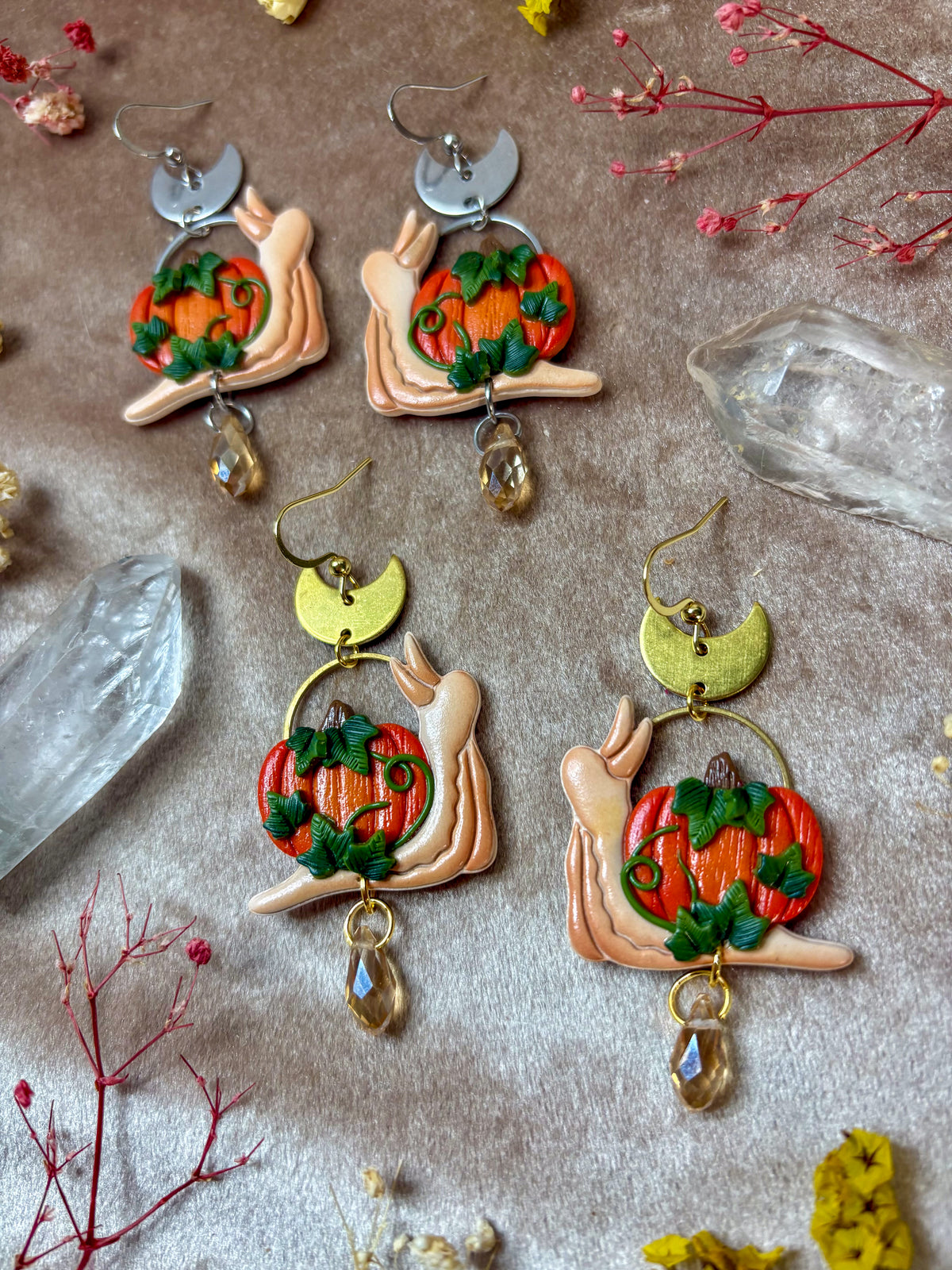Pumpkin Snail Earrings
