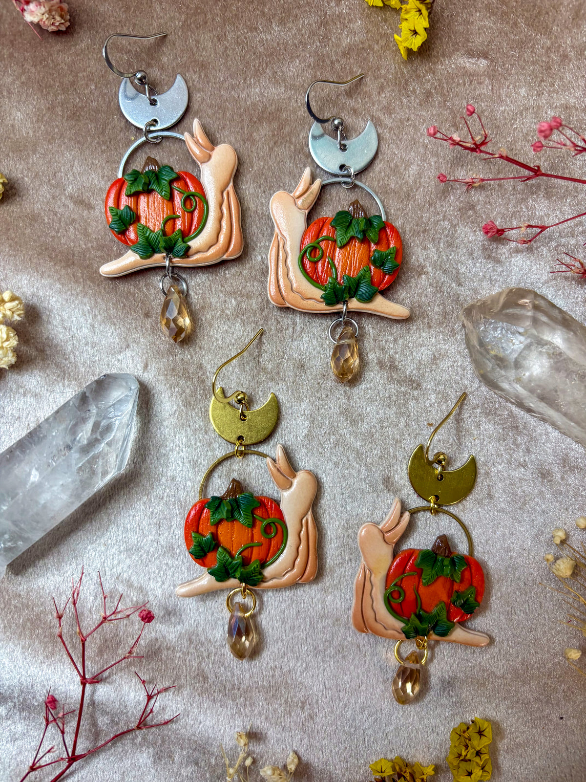 Pumpkin Snail Earrings