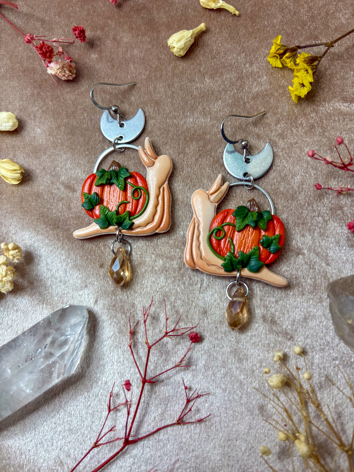 Pumpkin Snail Earrings