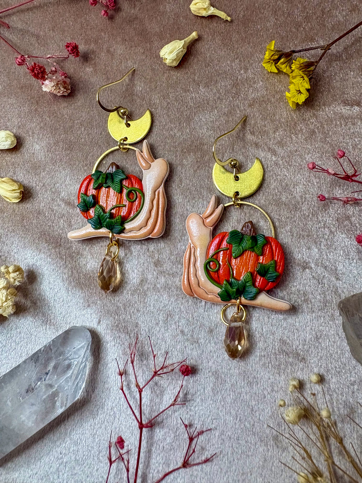 Pumpkin Snail Earrings