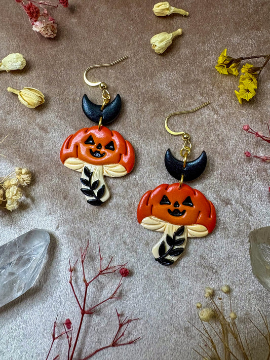 Pumpkin Mushroom Earrings