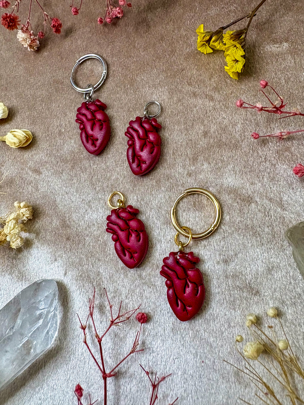 Red Anatomical Heart Charm