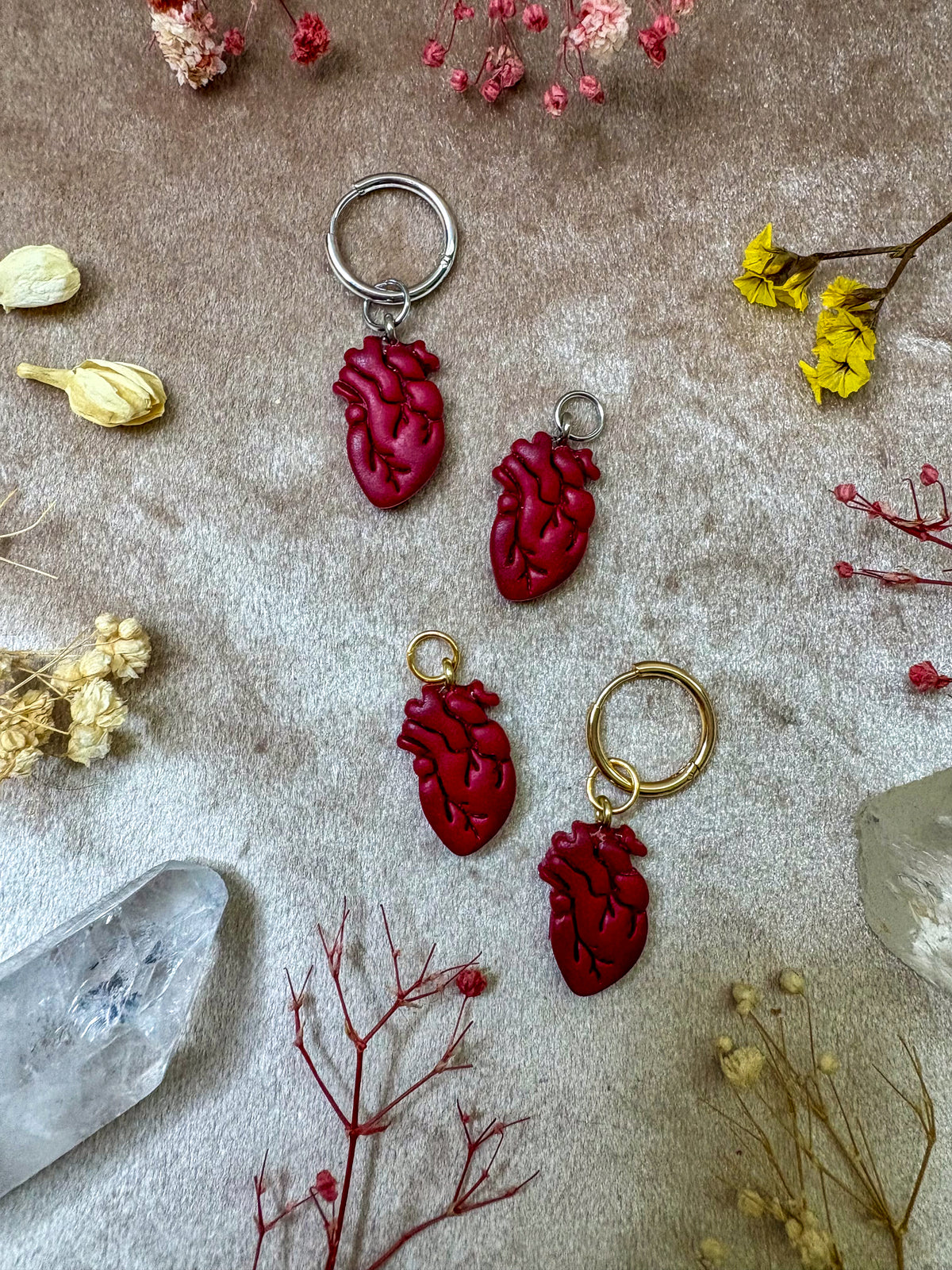 Red Anatomical Heart Charm