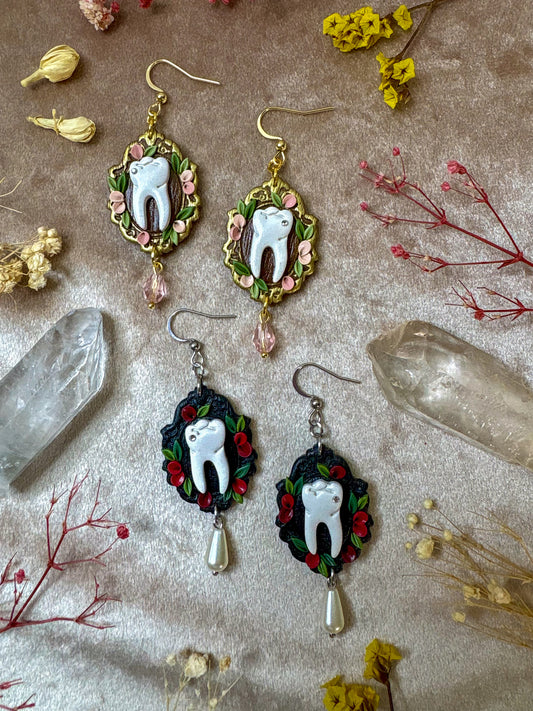 Jeweled Tooth Frame Earrings
