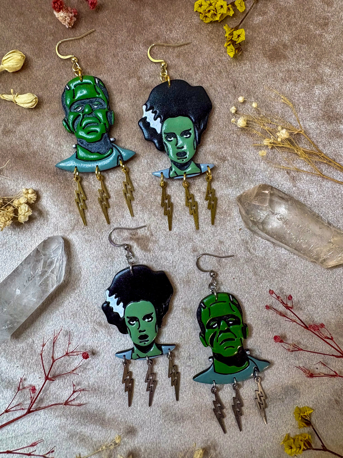 Frankenstein's Monster and his Bride Earrings