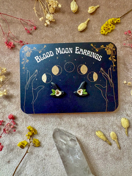 Mini Floral Witch Hat Stud Earrings