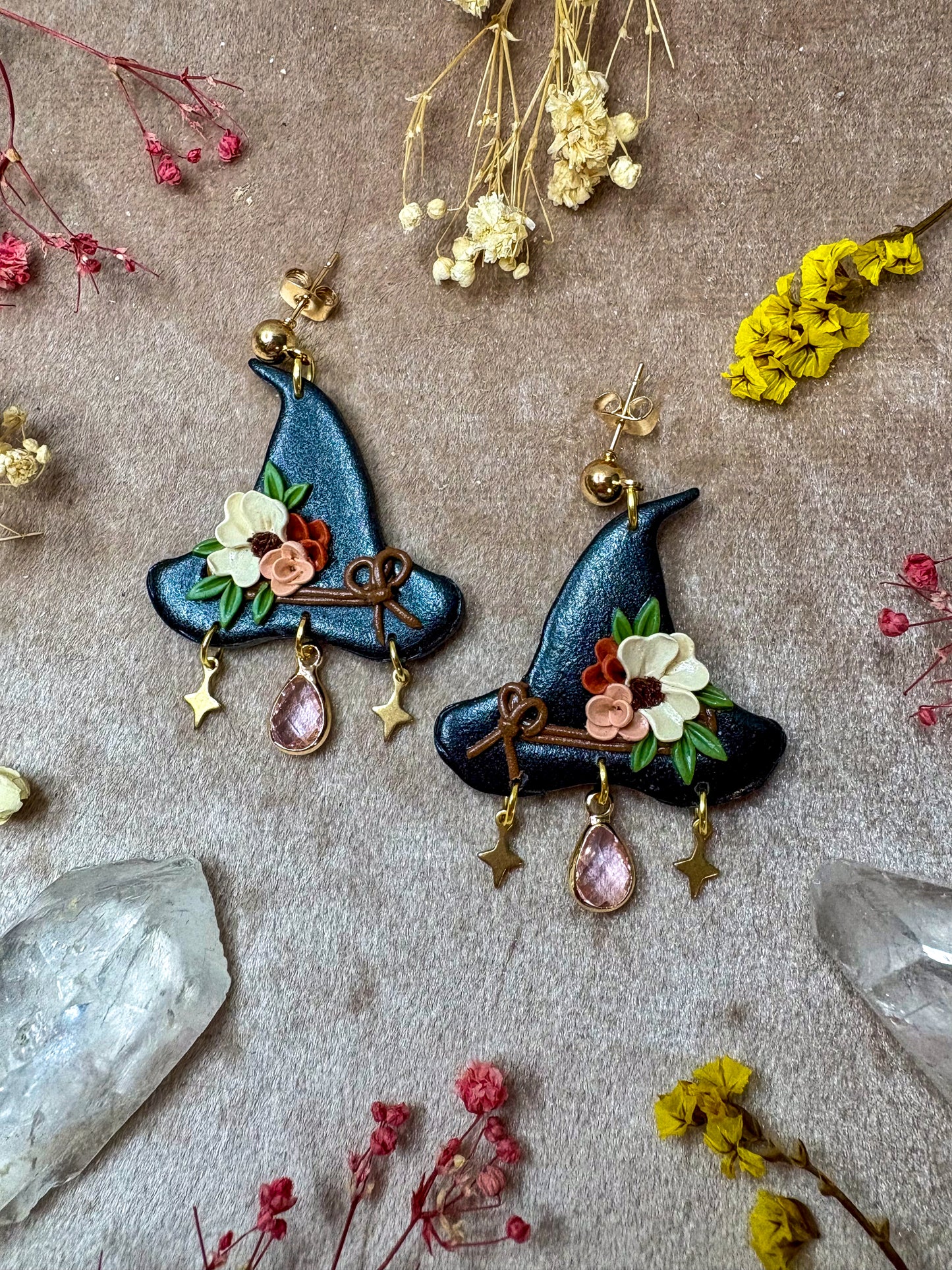 Floral Witch Hat Earrings
