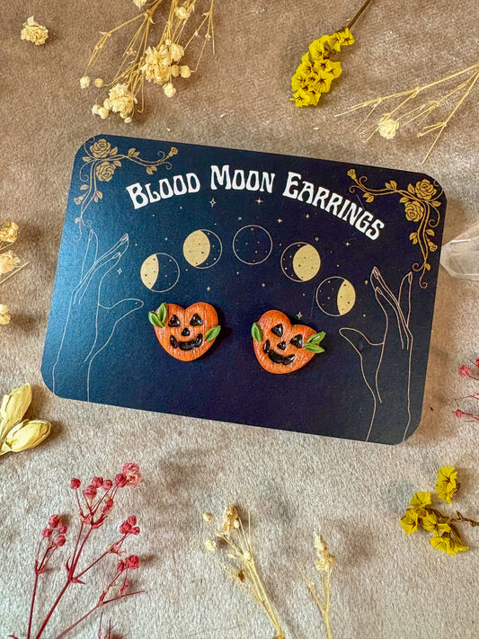 Pumpkin Heart Stud Earrings