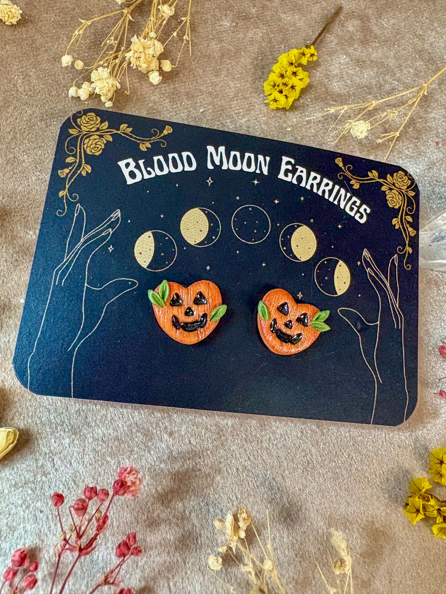 Pumpkin Heart Stud Earrings