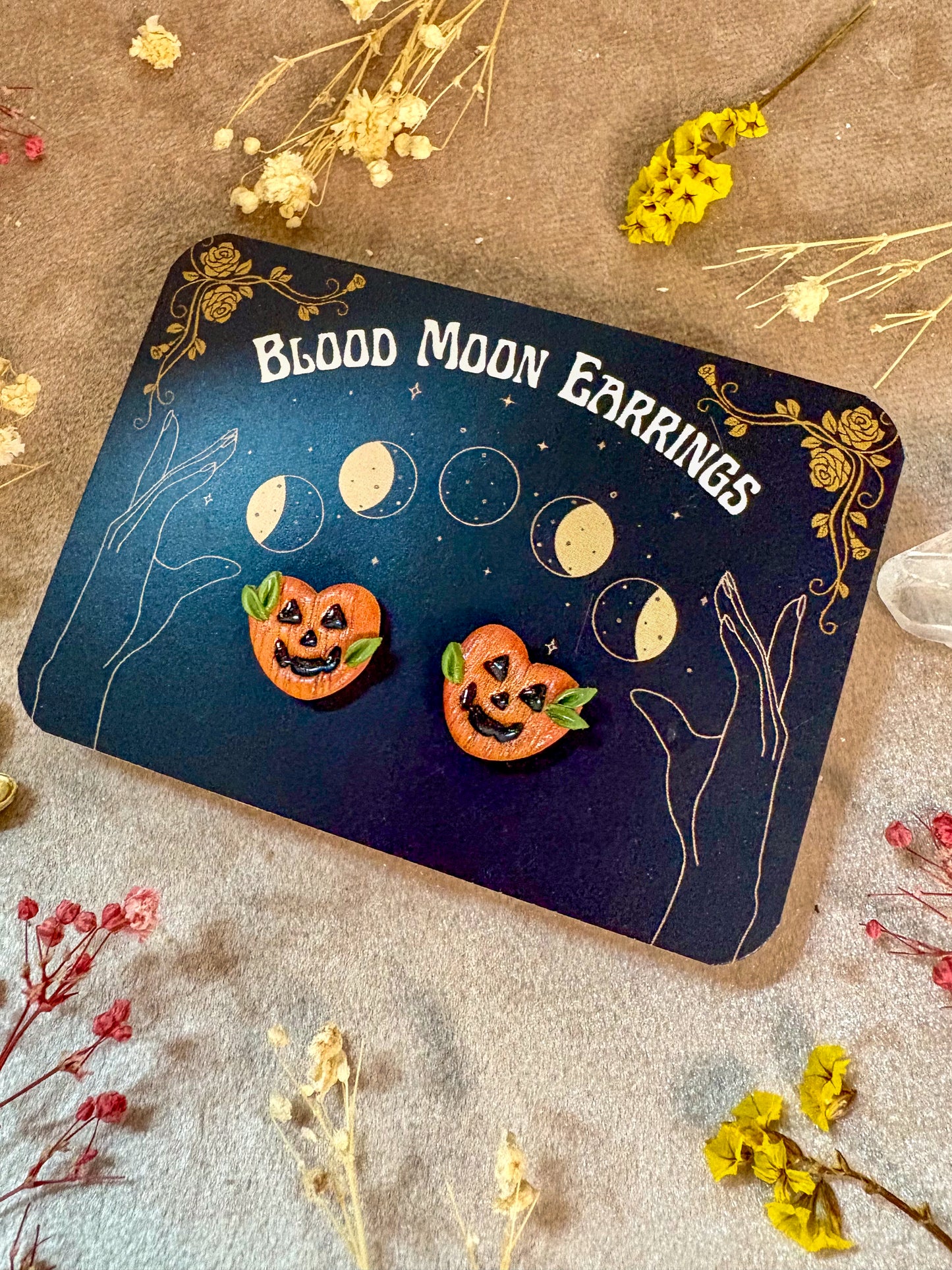Pumpkin Heart Stud Earrings