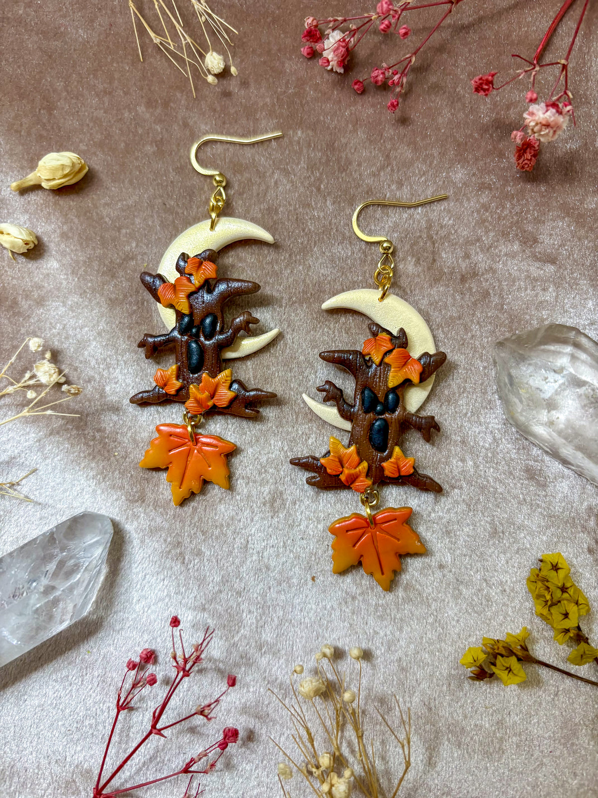 Monster Tree Moon Earrings