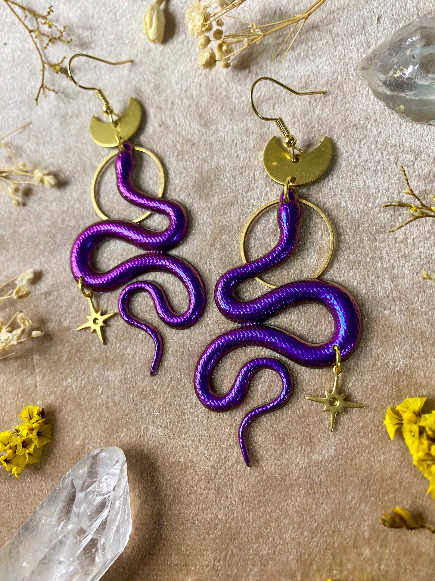 Purple Twinkle Snake Earrings