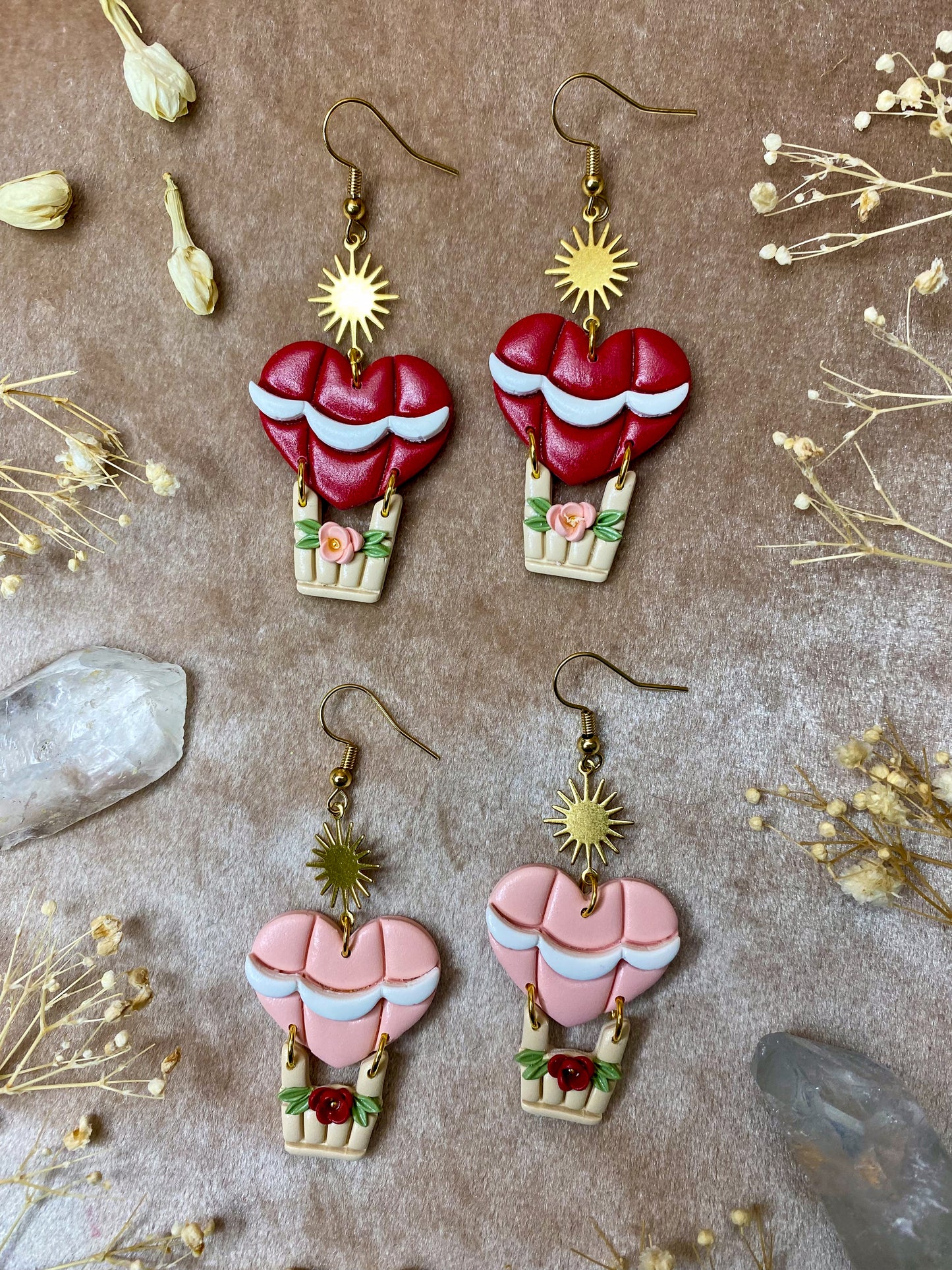 Floral Heart Balloon Earrings