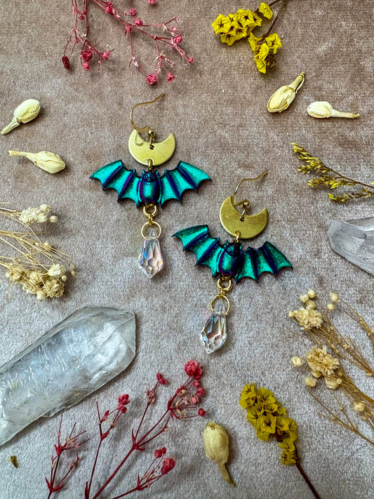 Peacock Bat Earrings