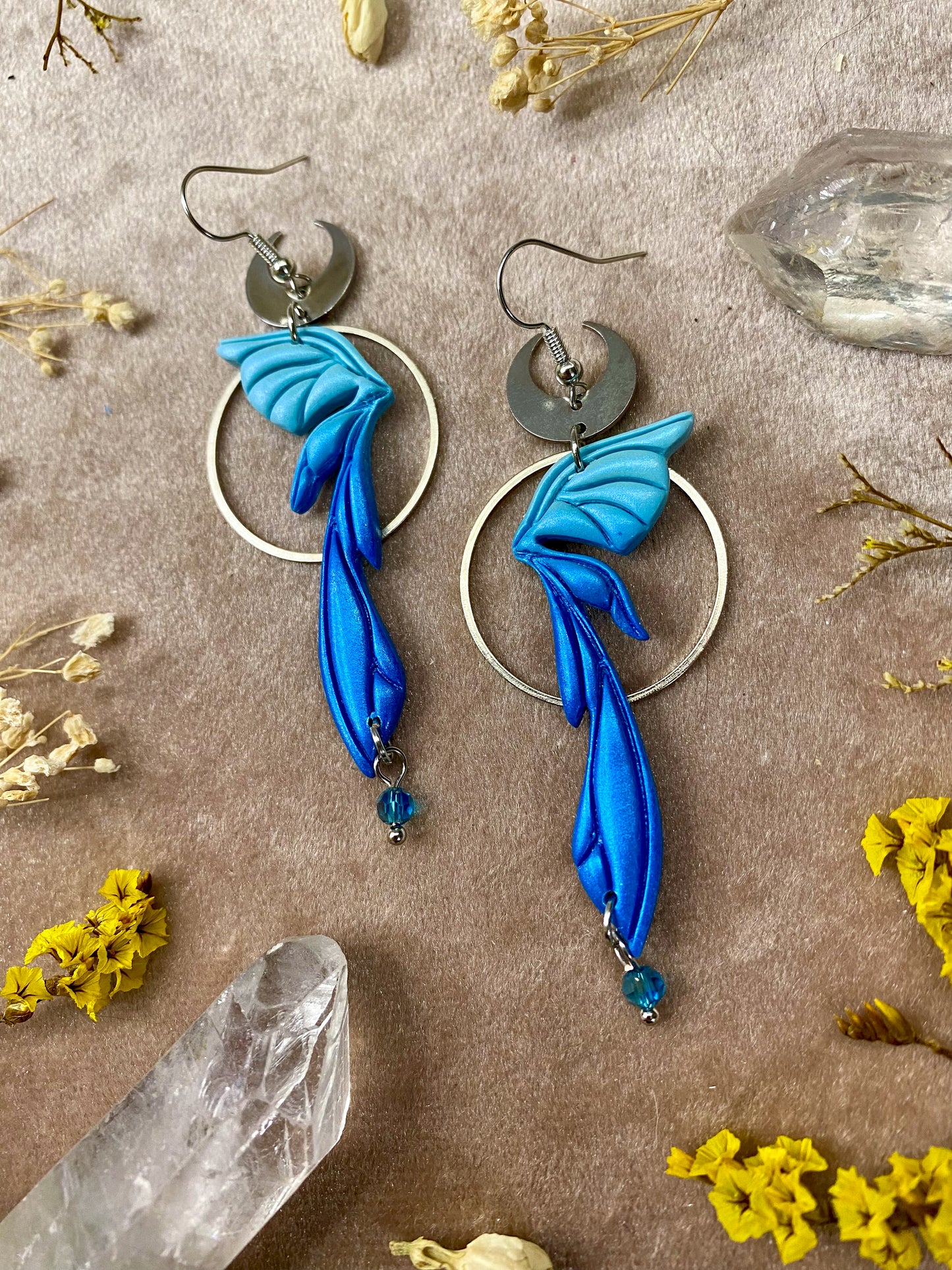 Gemstone Fairy Wing Earrings - Sapphire