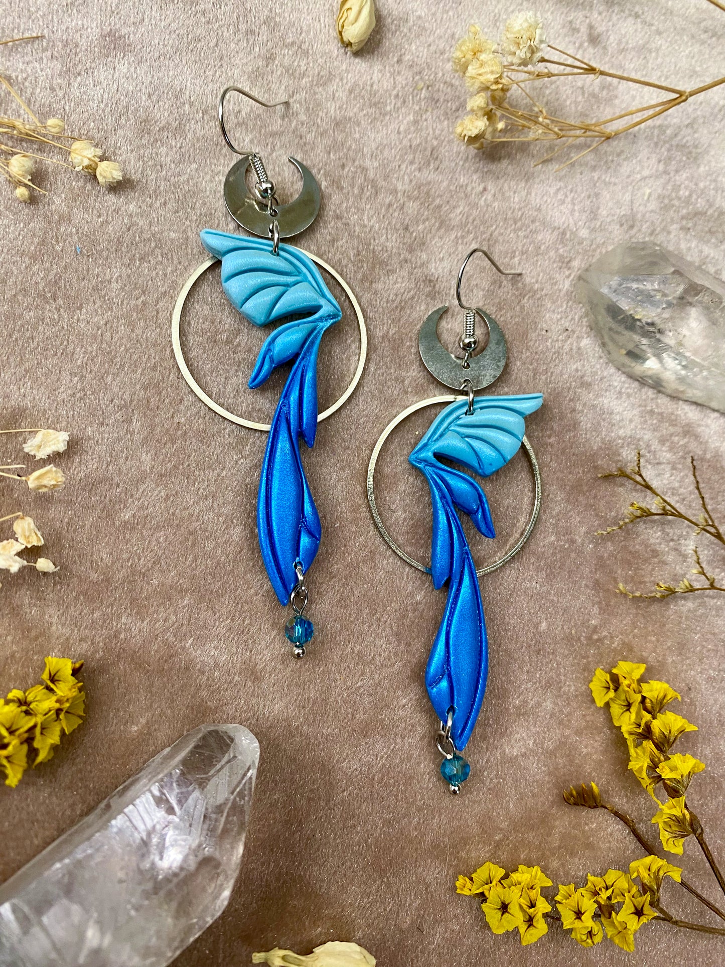 Gemstone Fairy Wing Earrings - Sapphire