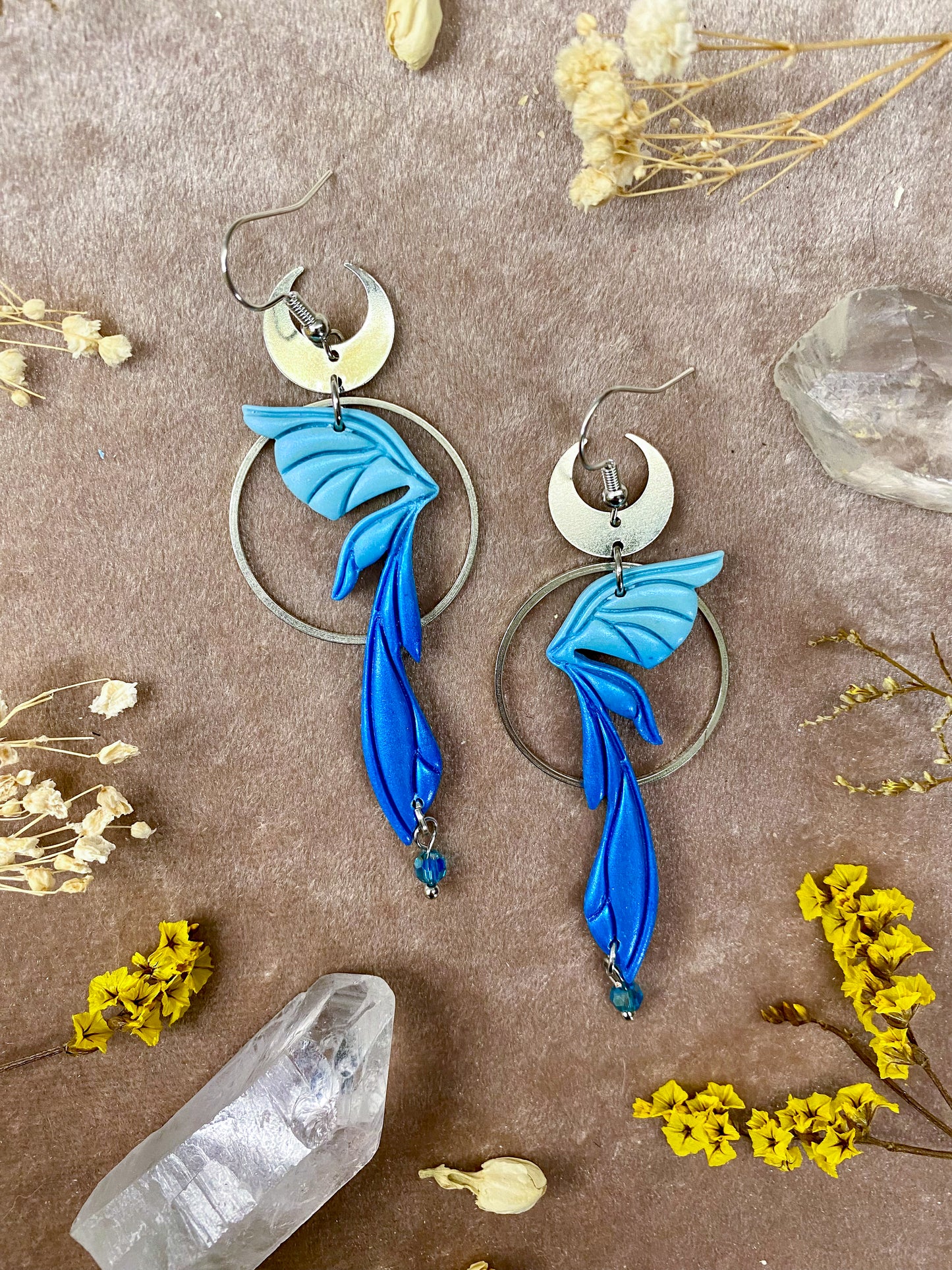 Gemstone Fairy Wing Earrings - Sapphire