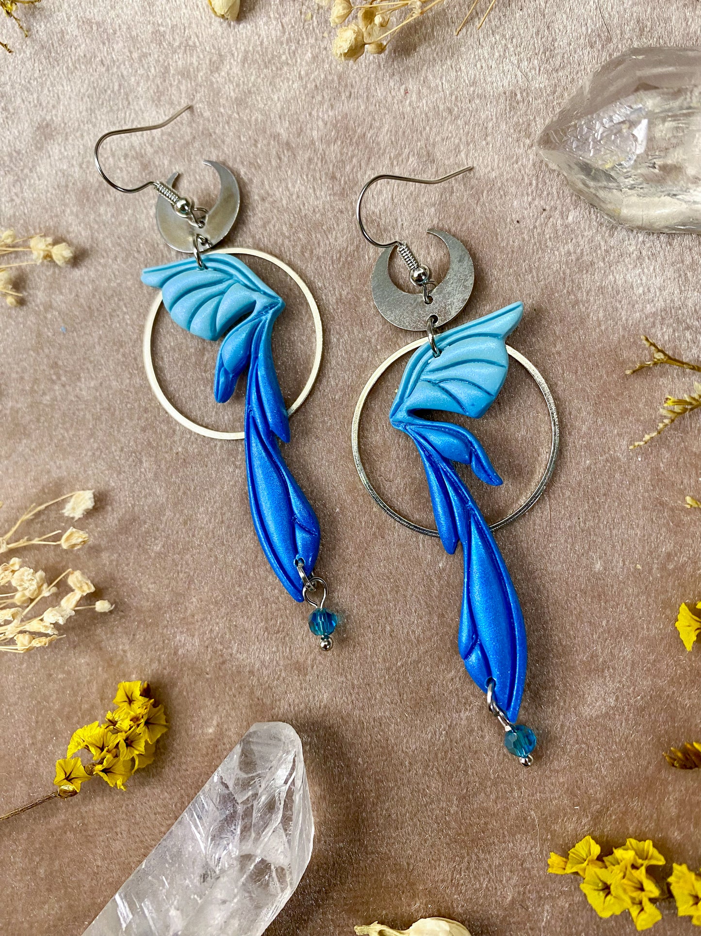 Gemstone Fairy Wing Earrings - Sapphire