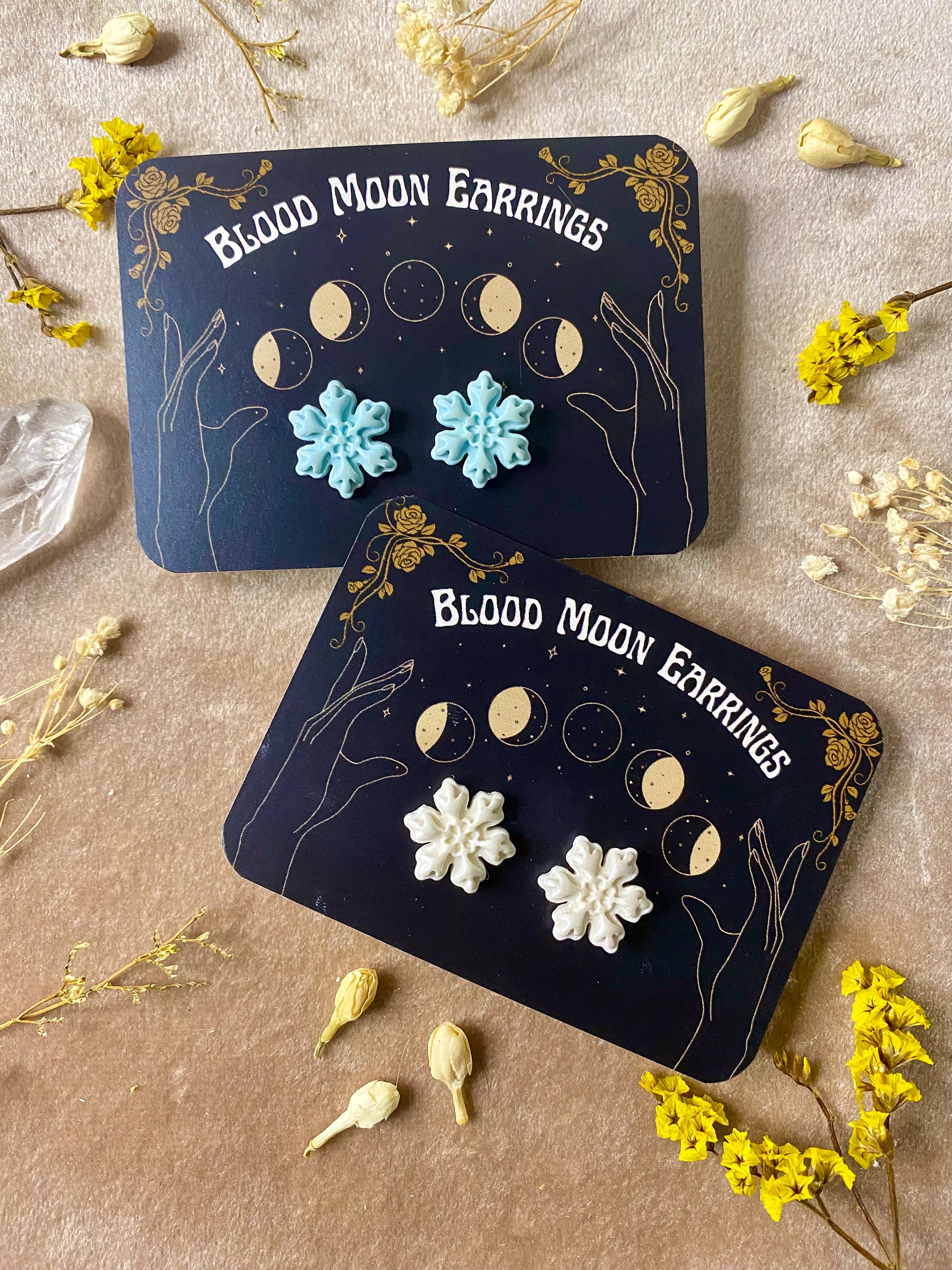 polymer clay snowflake stud earrings