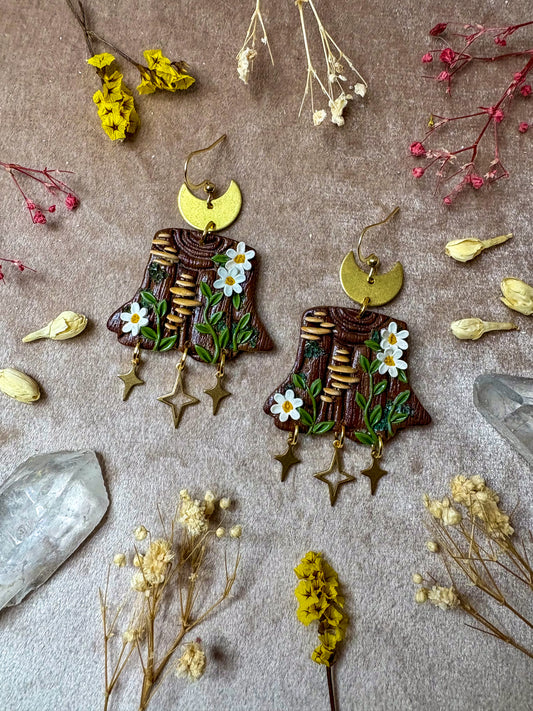 Mushroom Tree Trunk Earrings